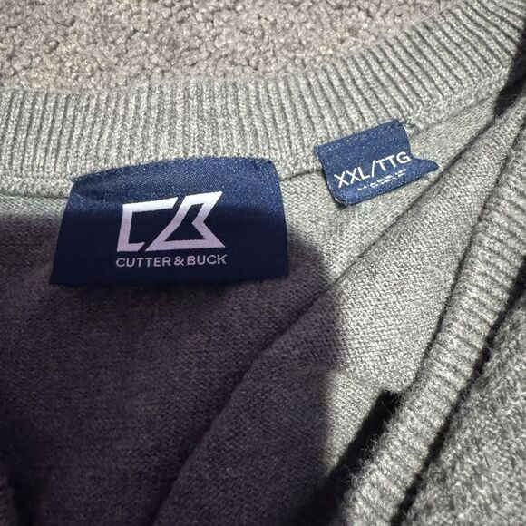 Men's 2XL Cutter & Buck V-Neck Gray Sweater - Picture 2 of 3